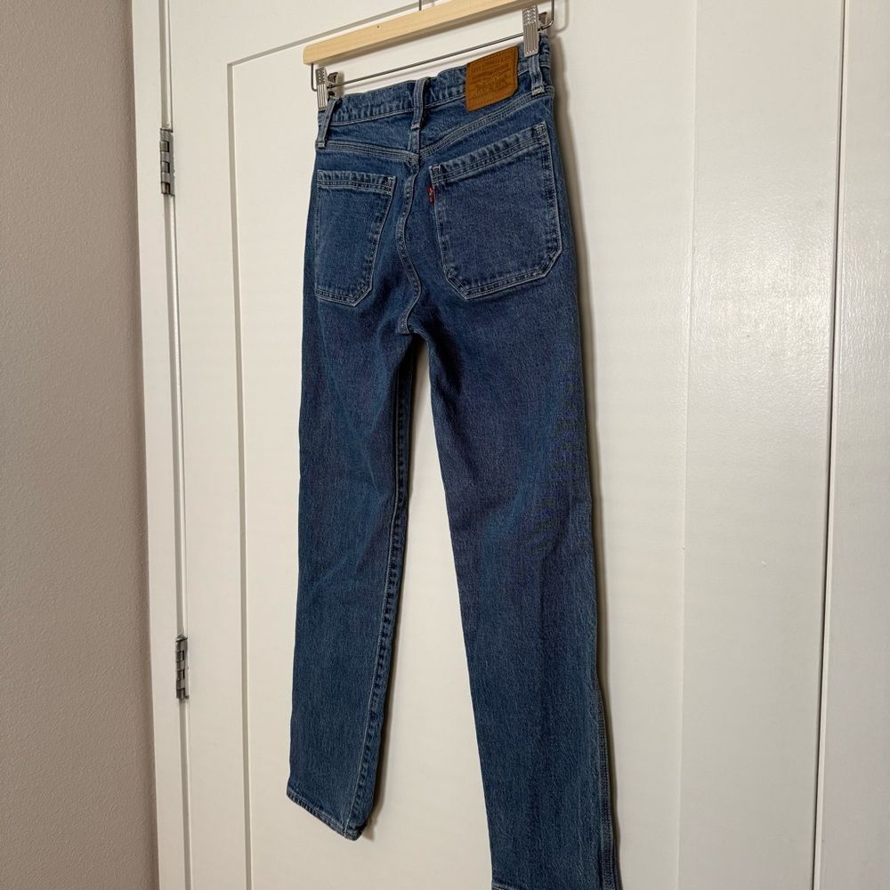 Levi's Wedgie Straight Jeans Womens 24 Blue Premium Button Fly Medium Wash Denim - Picture 5 of 14